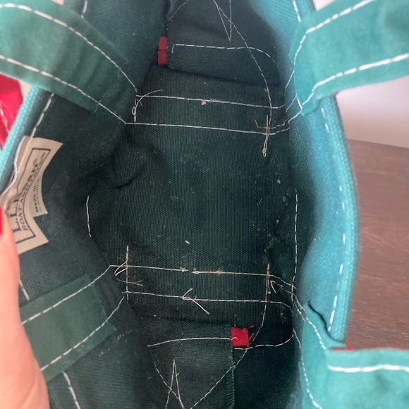 Vintage L.L. Bean Boat and Tote Mini Canvas Tote Bag Christmas Snowshoe USA - Picture 5 of 10